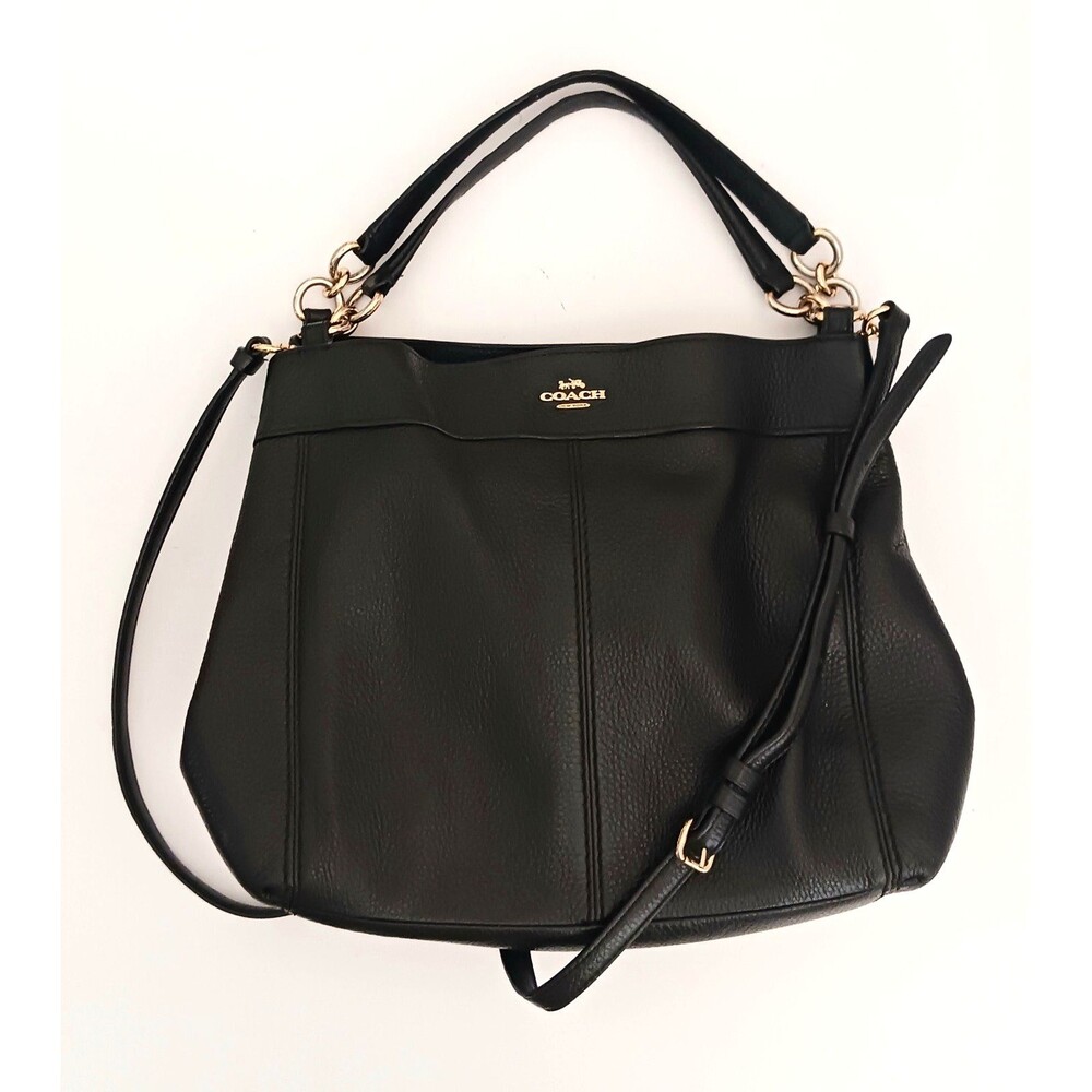 Coach Lexy Satchel/Crossbody Blk Pebbled Leather 28992 Gold Logo
